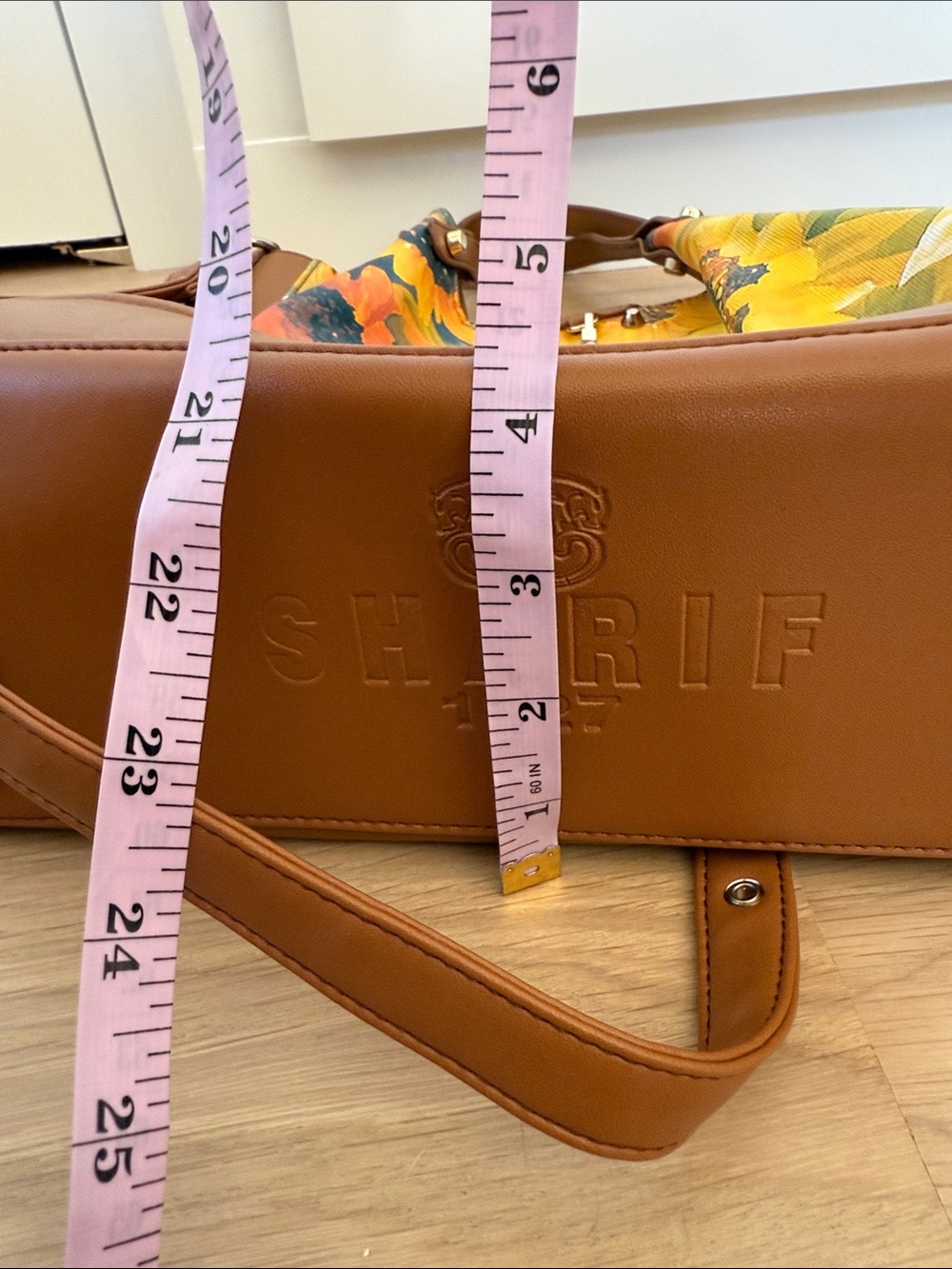 🌻 Sharif Sunflower Satchel Bag with Leather Trim - Picture 13 of 16
